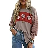 Dokotoo Womens Tops Christmas Shirt Striped Casual Crewneck Long Sleeve T Shirts for Women 2024 Summer Fall Ladies Clothes Blouse