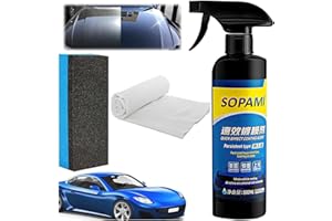 IAREDON Sopami Car Coating Spray,17.6oz Quick Effect Coating Agent,Sopami Quickly Coat Car Wax,Sopami Car Scratch Wax Polish Spray Waterless Wash,Sopami Oil Film Emulsion Glass Cleaner(1PC+Sponge+Cloth)
