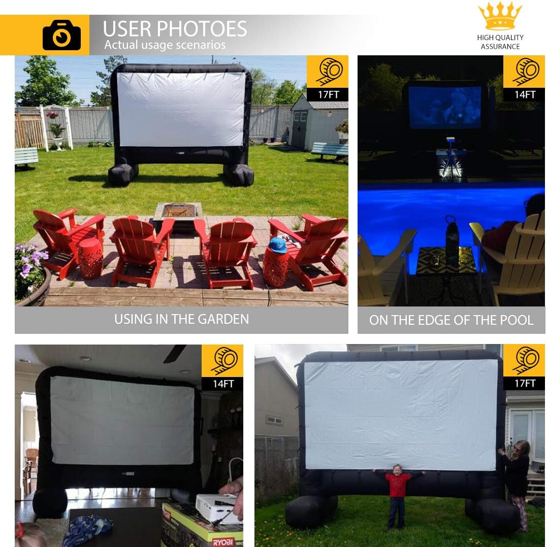 VIVOHOME 14 Feet Indoor and Outdoor Inflatable Blow up Mega Movie Projector Screen with Carry Bag for Front Projection: Office Products