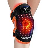 HALIDODO Red Light Therapy Knee Brace, Knee Massager with 4 Vibration Areas, Rechargeable Controller, 660nm & 850nm Red Light Therapy Heated Device for Knee/Joint/Elbow/Shoulder