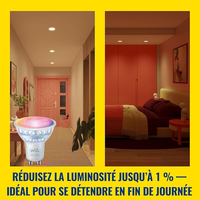 Smart Bulb, Spot LED connecté GU10, Lumière multicolore, Pack de 4