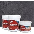 SUZUKA Strato Texture Limewash Effect Matte Wall Paint, Lime Plaster, Venetian Interior Paint, Shadow Grey & Primer Wax Coat Included