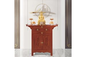 Meditation Table Buddhist Altar Table with Storage Shrine Altar Tribute Tables with Drawer (42.52x34.65x19.21in)