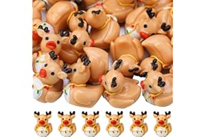 GGSTDDUP 30Pcs Christmas Mini Resin Reindeer Ducks Christmas Mini Ducks Figures Tiny Resin Ducks for Xmas Stocking Fillers Party Favors