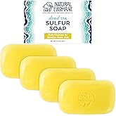 Natural Elephant Dead Sea Sulfur Soap 4.4 oz with Dead Sea Salt, Aloe Vera, Sulphur Face and Body Cleanser for All Skin Types (4 Pack (17.6 oz Total))