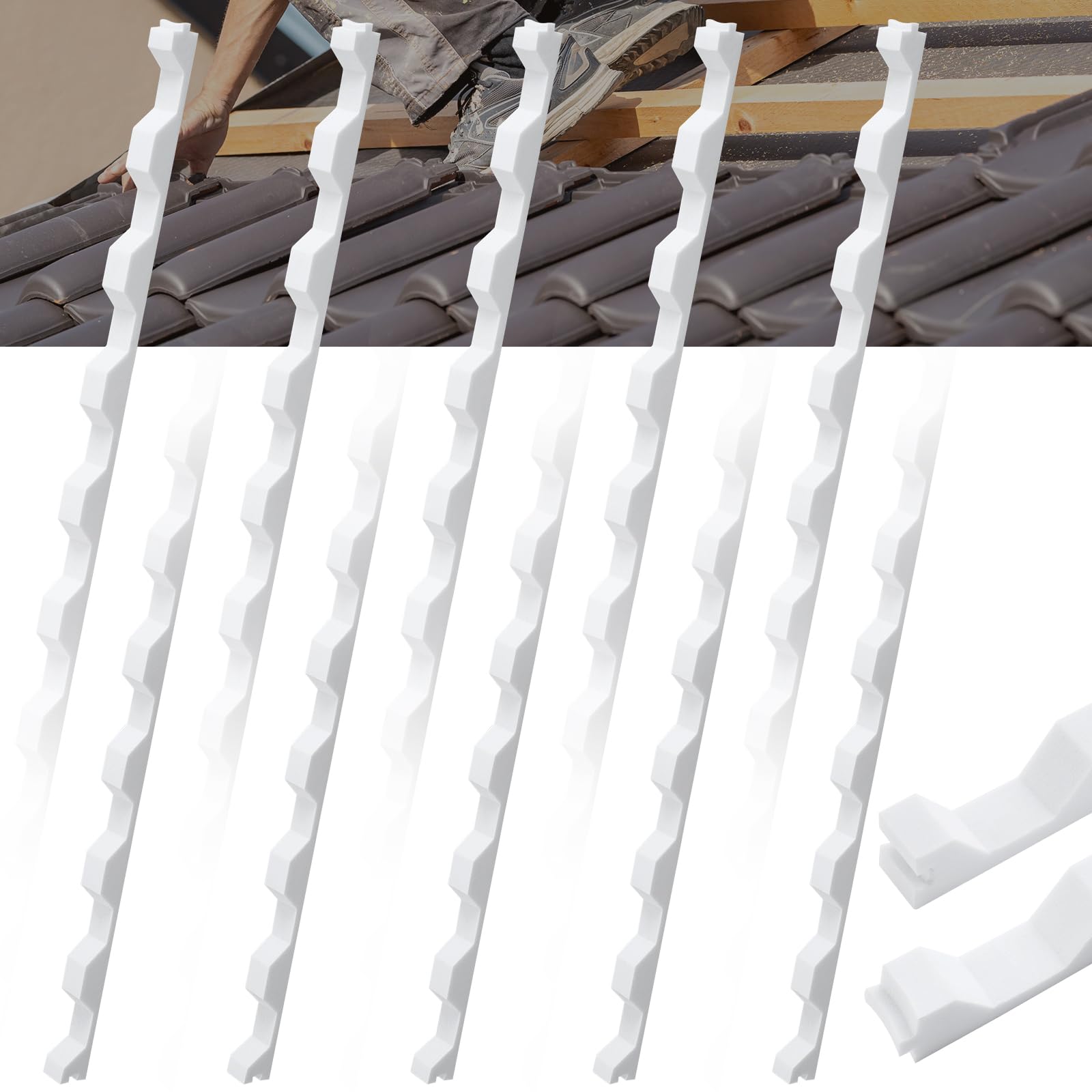Photo 1 of 10 Pcs 3ft Long Foam Closure Strips for Corrugated Metal Roofing Foam Panels Weatherproof Roof Sealing Strips for Spring Summer Roof Maintenance Repair, Hurricane Protection (Octagonal,White)