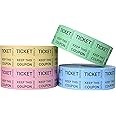 ESSENTIAL 8000 Assorted Double Raffle Tickets Rolls Set of 4 Assorted Colors Raffle Tickets Printable for Leisure, Movie Watching, Entertainment
