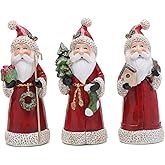 Hodao Santa Claus Decorative Figurine - Home Decor - Autumn Thanksgiving - Handcrafted - Perfect Choice for Christmas Home Decor and Indoor Holiday Display(3 PCS) (Red)