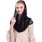 Grettytling Soft and Comfortable Mantilla Veils 5 Colors Spanish Style Lace Infinity Veil Mantilla Latin