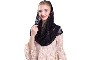 Grettytling Soft and Comfortable Mantilla Veils 5 Colors Spanish Style Lace Infinity Veil Mantilla Latin