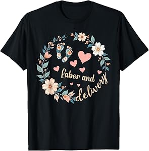 Funny Labor and Delivery Nurse Women's Retro Floral Nursing T-Shirt