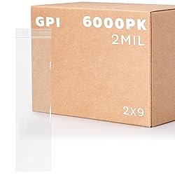 6,000 Case - 2" x 9" Long Zip Bags, 2 Mil, Clear