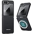 pitaka for Z Flip 6 Case, Slim & Light Magnetic Galaxy Z Flip 6 Case with a Case-Less Touch Feeling, 600D Aramid Fiber Made [MagEZ Case 5 - Black/Grey(Twill)]