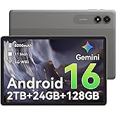 Android 16 Tablet,11 Inch Tablet with 24GB RAM 128GB ROM,Octa-Core T7250 Processor,90Hz Display,8000mAh with Fast Charging & 