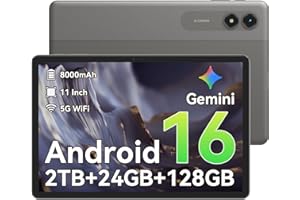 Android 16 Tablet,11 Inch Tablet with 24GB RAM 128GB ROM,Octa-Core T7250 Processor,90Hz Display,8000mAh with Fast Charging & 
