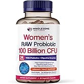 Wholesome Wellness Dr. Formulated Raw Probiotics for Women 100 Billion CFUs Capsules with Prebiotics, Digestive Enzymes, Approved for Adults, Shelf Stable Supplement
