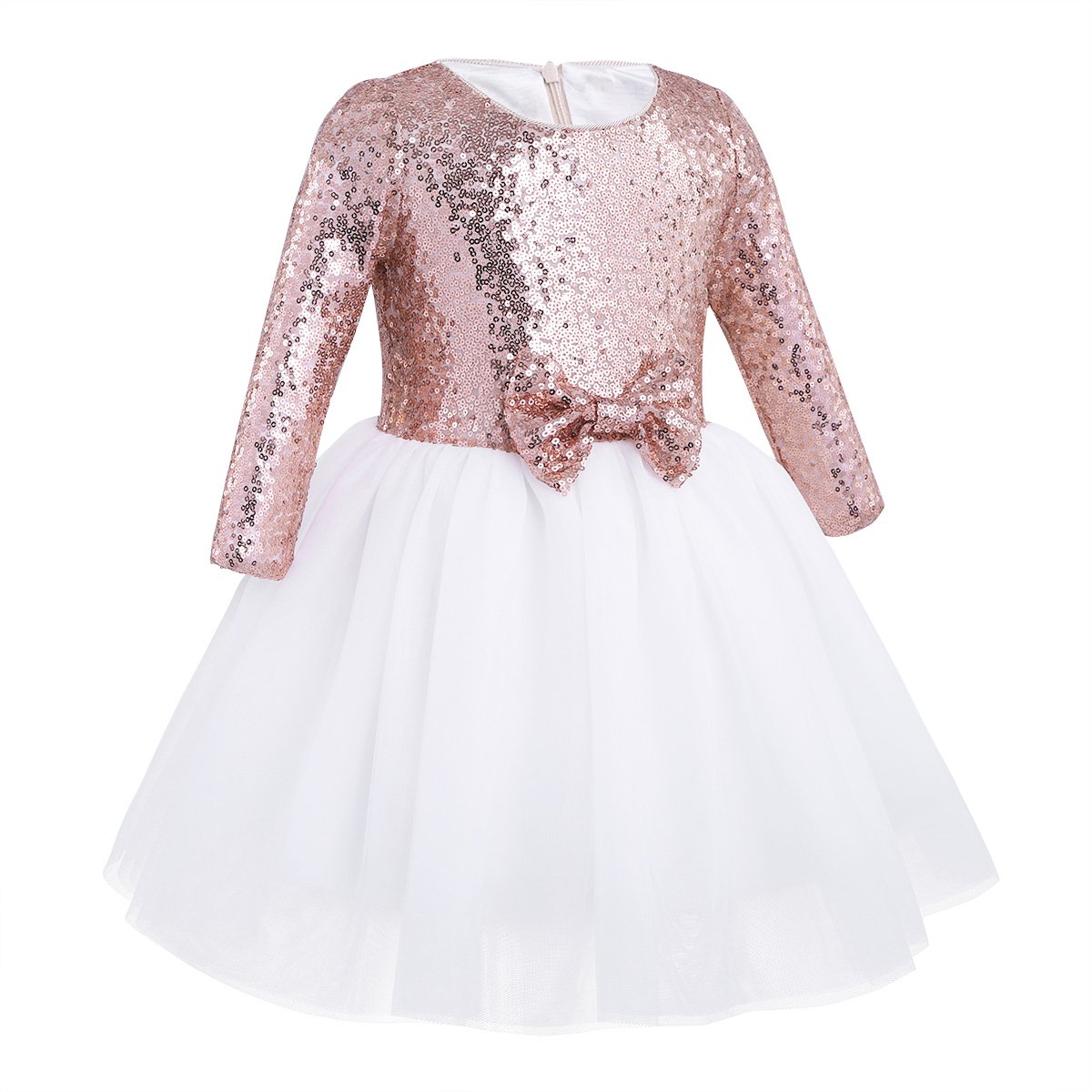 Yizyif Bebe Fille Robe Princesse A Paillettes Robe De Soiree Mariage Ceremonie Robe A Manche Longue Tutu Robe Demoiselle Dhonneur Fete Et Bandeau Robe Bapteme 12 Mois 8 Ans Fille Robes Vetements Fille