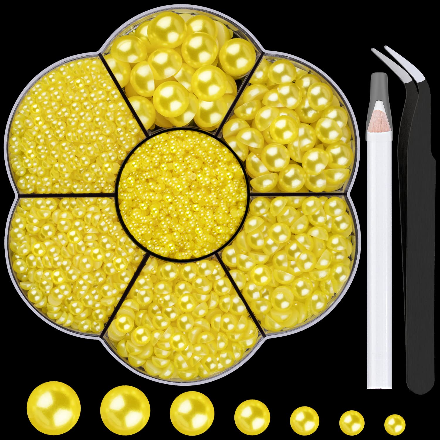Nail Art Flat Back Half Round Pearl Kits 21, 1 Box