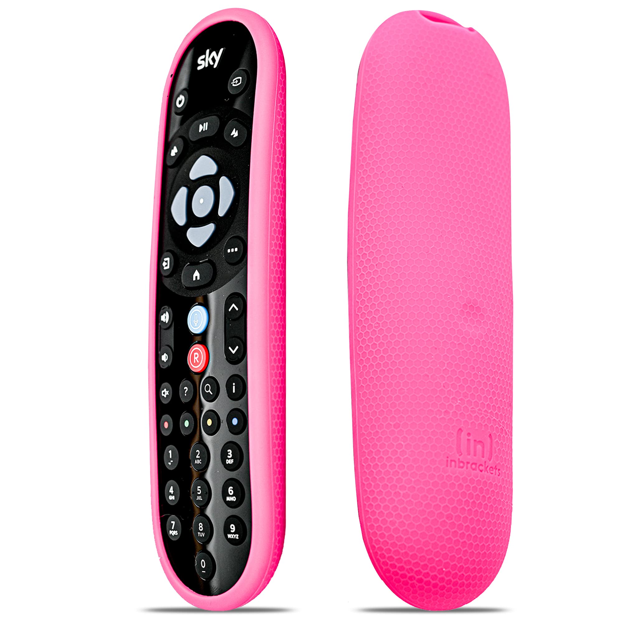 Cover for Sky Q Remote Control Protective Case by Inbrackets – Shockproof Cover Case Skin for Latest Sky Q Remote Control EC202 – Premium Durable Silicone Honeycomb Texture (Hot Pink)