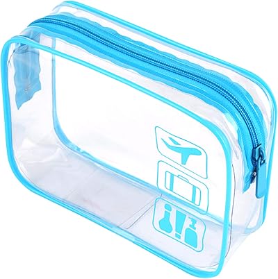 BEHAHAI Clear Toiletry Bag Transparent TSA Approved Blue Makeup Travel Organizer