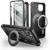 Dexnor Magnetic Case for iPhone 15 Plus/iPhone 14 Plus Case, Compatible with MagSafe, [Built in Screen Protector and Kickstand] Full-Body Shockproof Rugged Bumper Phone Cover, Black