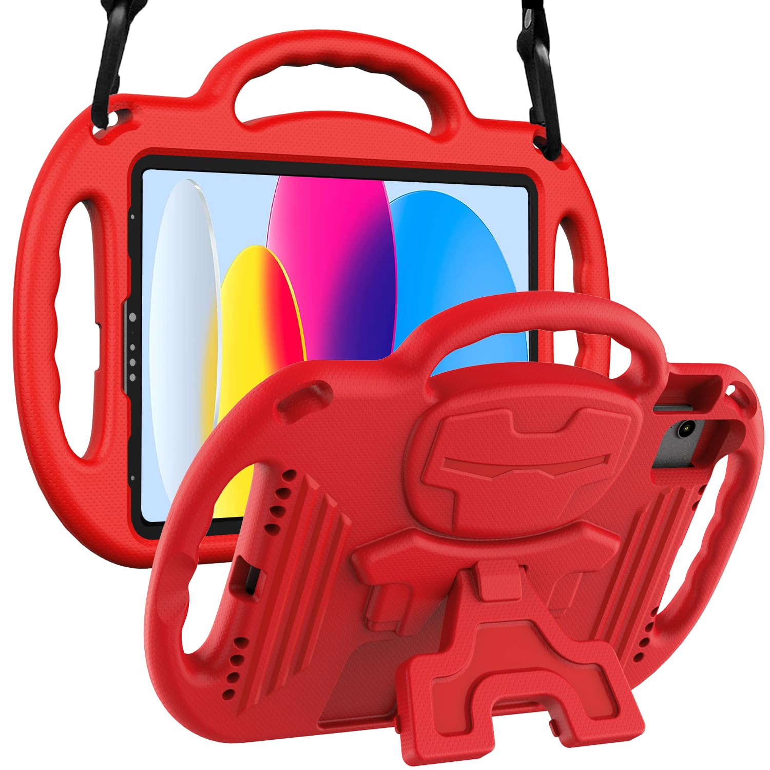 Photo 1 of LTROP Kids Case for iPad 11th Generation (A16) 2025 / 10th Generation(10.9 Inch, 2022) with Shoulder Strap, Durable Light Weight Handle Stand Child-Proof Bumper Case for iPad 11th/10th Gen, Red