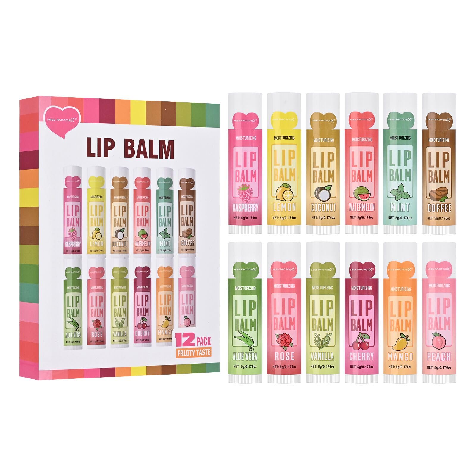 KYDA 12 Pcs Lip Balm Set, Natural Moisturizing Lip Balms Bulk with Vitamin E, Lip Balm for Repairing Dry Lips and Chapped Lips