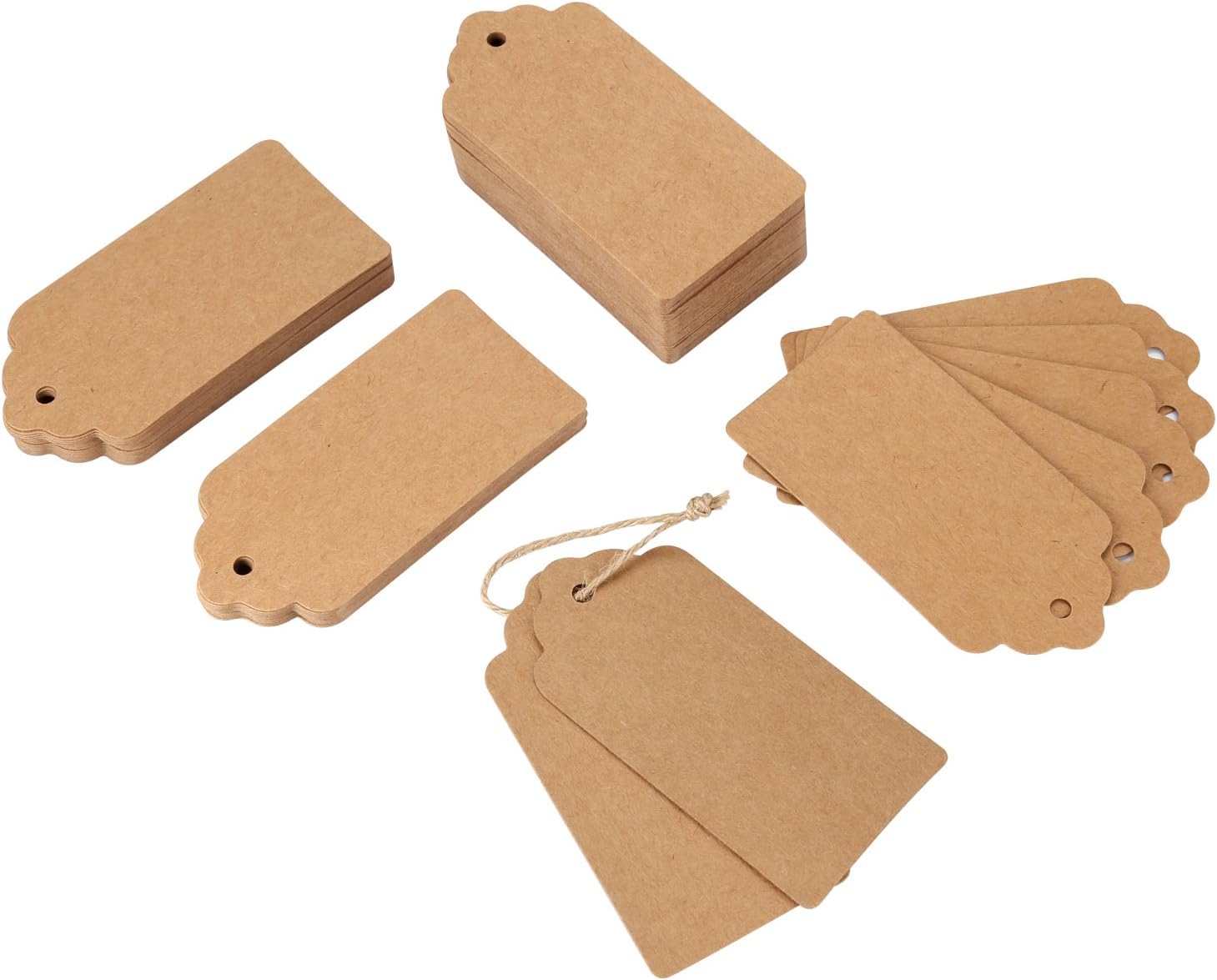 Gift Tags, 120 PCS Kraft Paper Tags for Wedding Brown Rectangle Craft Hang Tags with Free 100 Feet Natural Jute Twine …