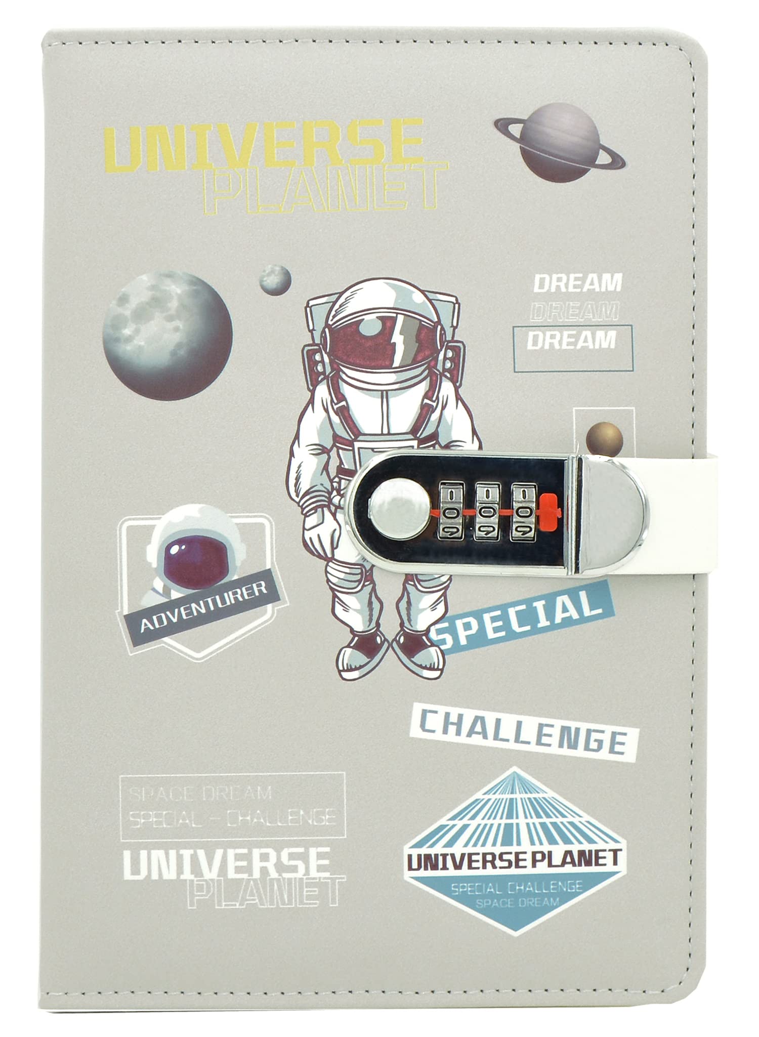 NectaRoy Lockable Diary, PU Leather Password Notebook(Universe Planet), A5 Secret Travel Journal with Lock for Office School Supplies Student Stationery Birthday Gift, 210x145mm