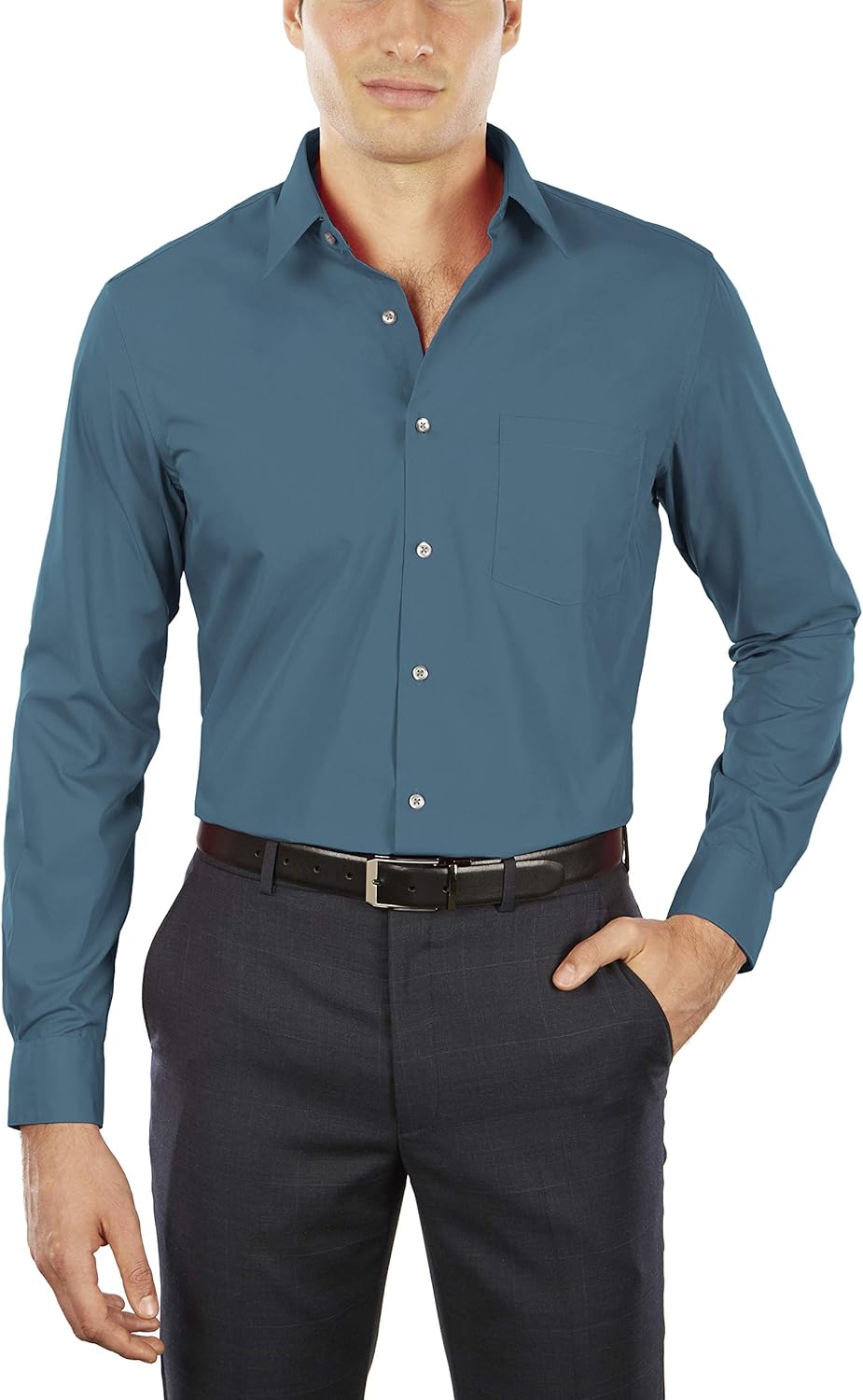 Van Heusen Men's Dress Shirt Fitted Poplin Solid at  Men’s Clothing store
