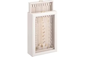 Lolalet Necklace Organizer Box, 2-Layer Jewelry Storage Boxes with Clear Lid for Necklaces, Tangle-Free Necklace Display Case for Women Girls -White