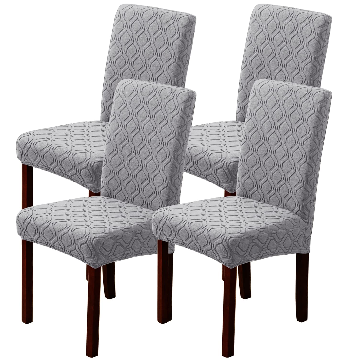 LANSHENG Dining Chair Covers, Stretch Chair Covers for Dining Chairs 4, Removable Washable Dining Chair Seat Slipcovers for Dining Room, Kitchen (Set of 4, Light Grey)
