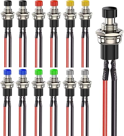 Gebildet 12Pcs 7mm Mini Momentary Push Button SPST NO/NC 2 Pin Prewired