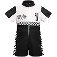IDOPIP Baby Boys 1st 2nd Birthday Outfit Race Car Driver Romper Girls Boy Racer Jumpsuit Racing Suit Toddler Dress up Costume