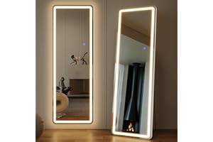 ZKIODV Full Length Mirror with LED Lights, 160x50 Full Body Mirror with 3 Color Lighting, Lighted Floor Standing Mirror, Ligh
