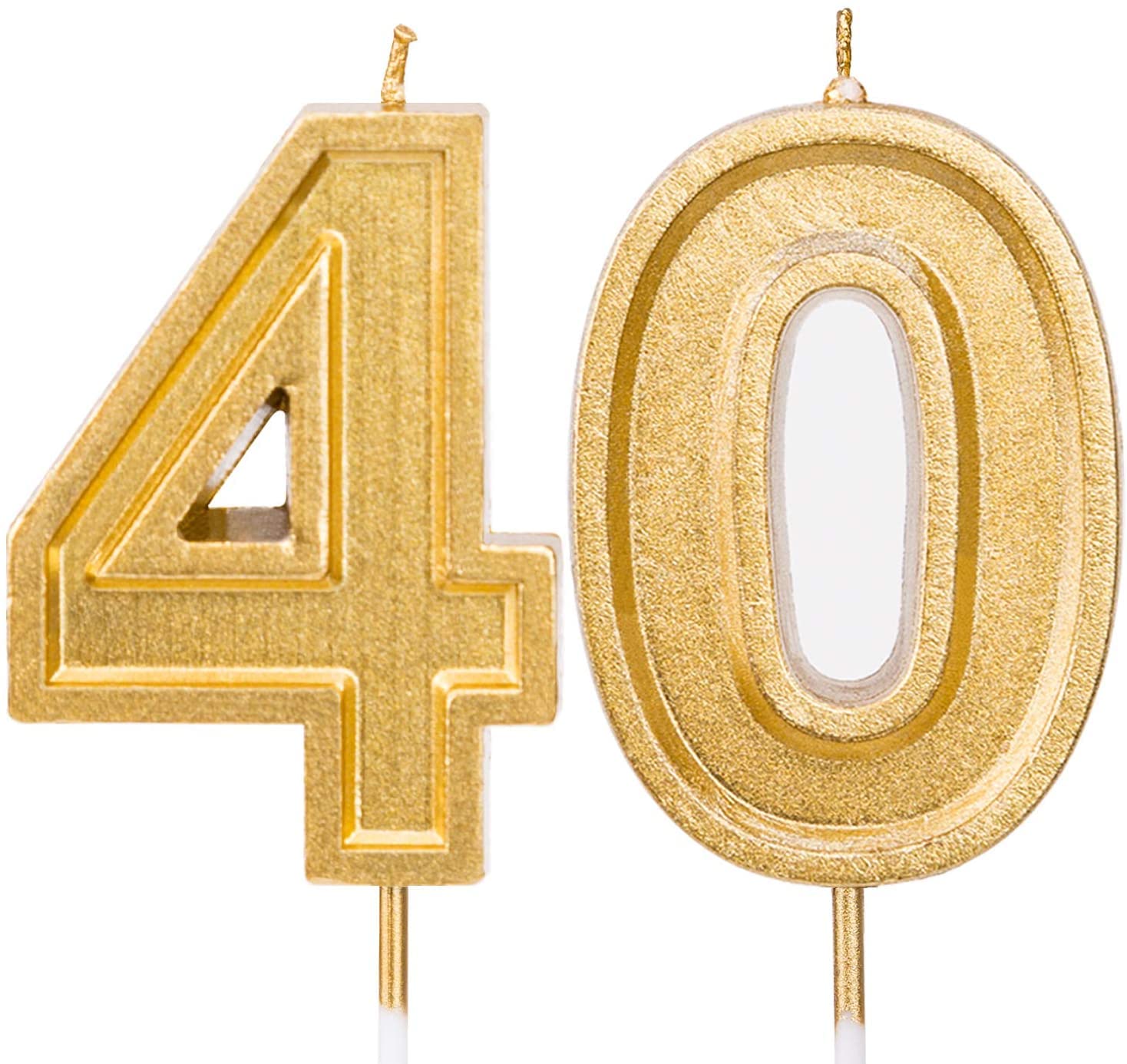 LUTER 2.76 Inches Large Birthday Candles Gold Glitter Birthday Cake Candles Number Candles Cake Topper Decoration for Wedding Party Kids Adults, Number 40