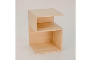 ODIKA Tokyo S Minimalist 3 Tier End Table - Minimalist 3-Tier Wood Nightstand for Small Spaces with Open Storage - Japanese-Inspired Bedside Table for Bedroom (Natural)