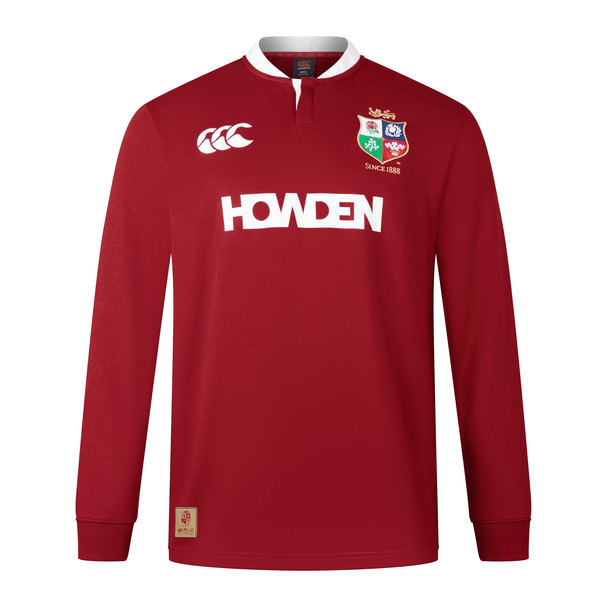 British & Irish Lions Canterbury Adult Unisex Official Canterbury Long Sleeve Classic Rugby Jersey | Relaxed Fit | Soft Feel, Red Dahlia, 2XL