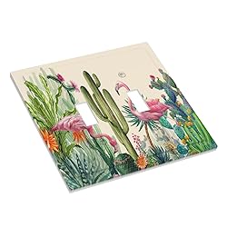 Cactus Plant Pink Flamingo 2 Gang Double Toggle