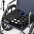 ADERI Airbag Wheelchair Cushion with Ventilation Channels for Pressure Sore & Ulcer, U-Shaped Inflatable Pressure Relief Seat Cushion for Tailbone, Back Pain Relief, Waterproof Fabric & Non-Slip Base