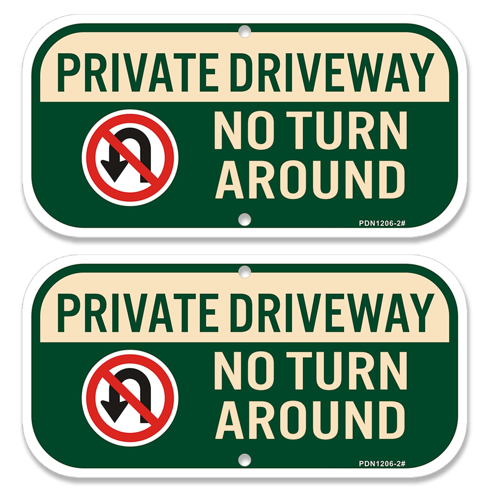 Phyabe 2 Pack No Turn Around Sign Private driveway, 12" x 6" Reflective,Rustfree Aluminum,UV Protected and Weatherproof, Outdoor & Indoor Use…