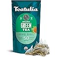 Teatulia Organic Green Tea Bags (50 Pyramid Sachet Teabags) Pure Whole Leaf Natural Green Tea In Bags. Premium 100% Compostable and Sustainably Grown In Bangladesh
