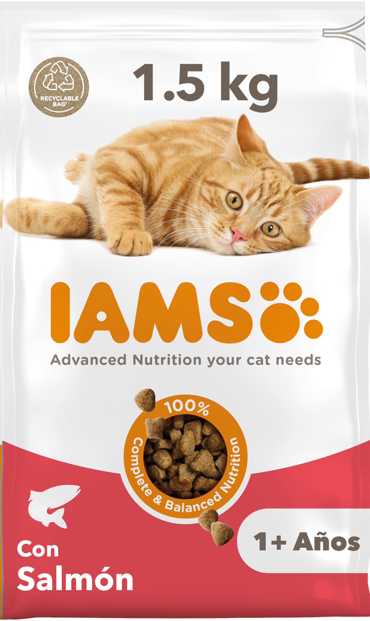IAMS 1+ Salmon Dry Cat Food 1.5kg