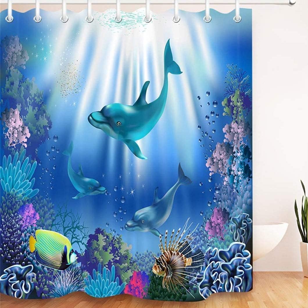 LB Tropischer Strand Duschvorhang 180x200cm - Wasserdicht & Schimmelresistent Mit 12 Haken