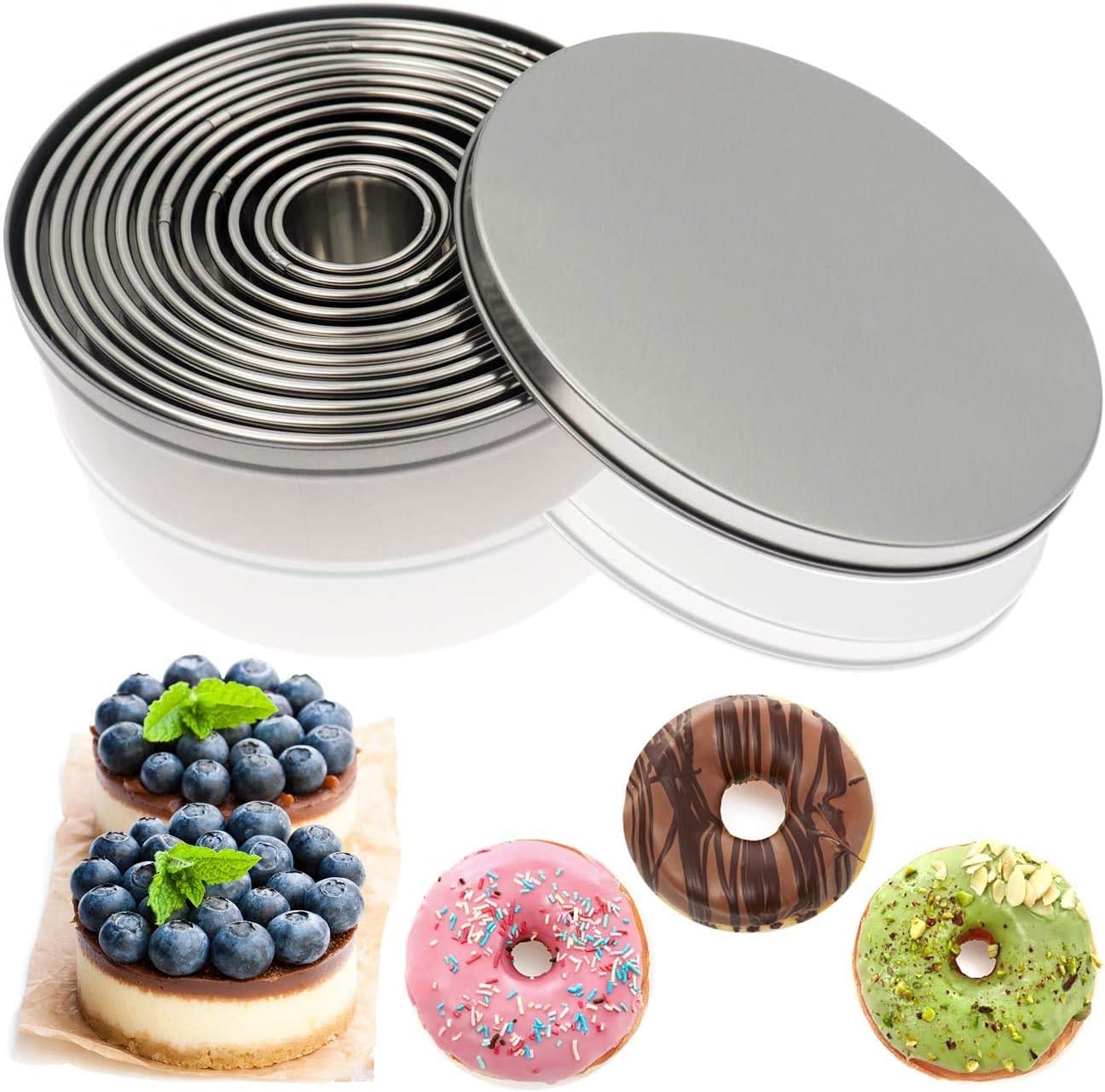 Biscuit Cutter Set ANUNU 12 PCS Stainless Steel Round