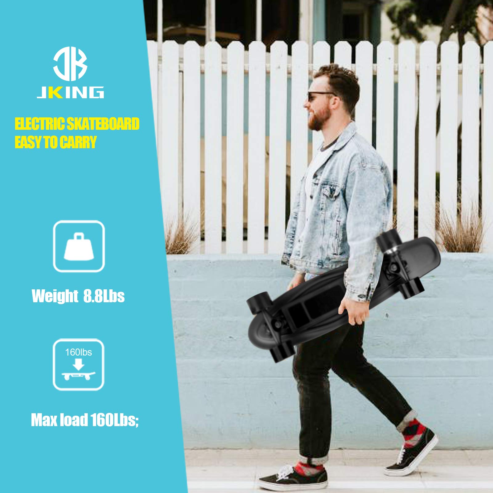 Electric Skateboard Electric Longboard with Remote Control Electric Skateboard,350W Hub-Motor,12.4 MPH Top Speed,5.2 Miles Range,3 Speeds Adjustment, 6 Months Warranty