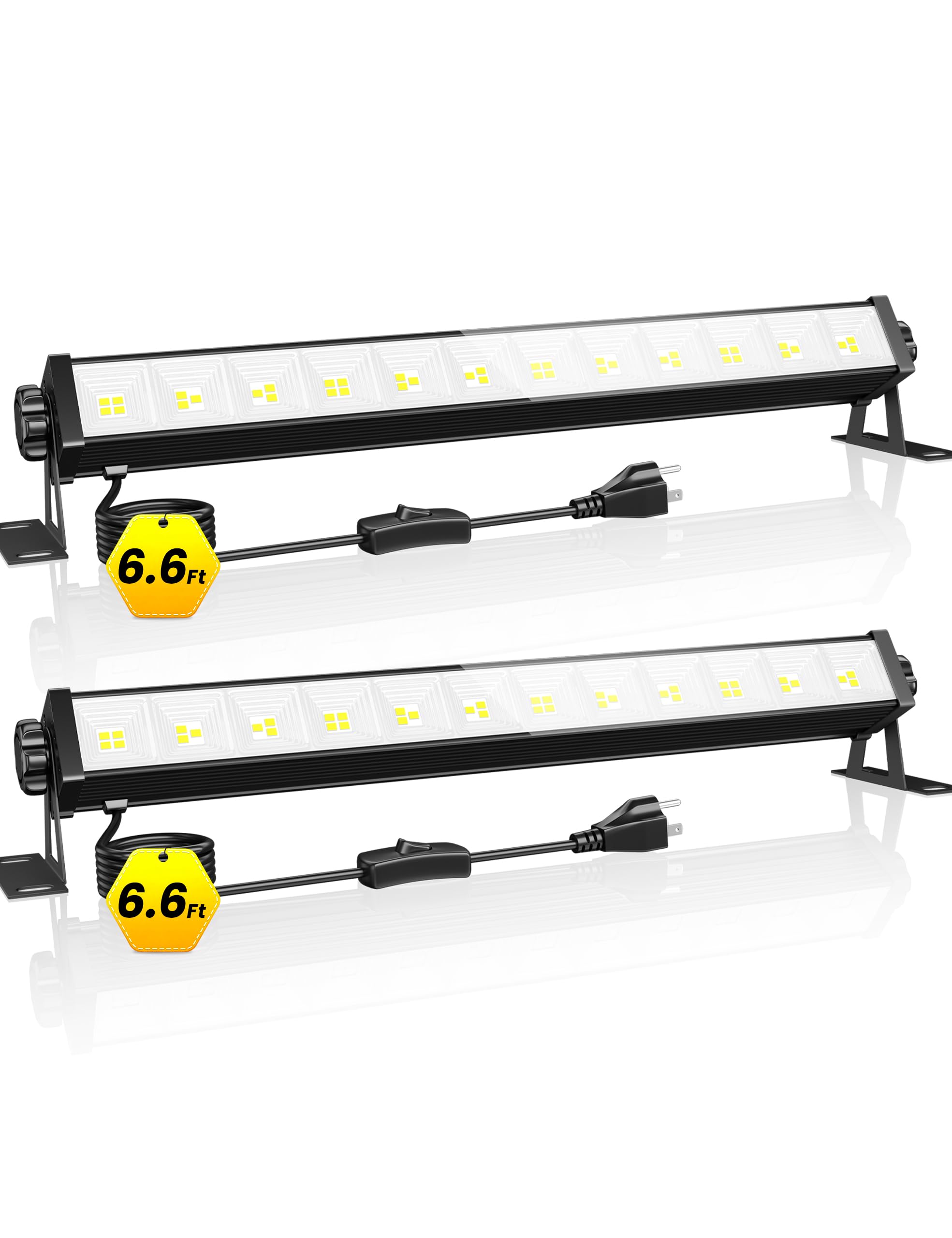 Photo 1 of 2 Pack LED Shop Lights, 40W 5400LM Plug in Garage Lights with 6.6FT Long Power Cord and On/Off Switch, 6000K Daylight White Work Light for Garage, Workshop, Warehouse
