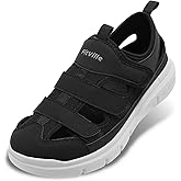 FitVille Diabetic Sandals for Men Wide Width with Arch Support Comfortable Mens Diabetic Sandals Fully Adjustable Straps Lightweight