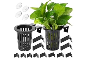 Borlech 2025 New Upgraded Large Aquarium Plant Holder with 1.57-inch Extension Hooks and Suction Cups for Fish Tank Aquaponic Plant Cultivation and Aquascape Accessories Decorations (2 PCS)
