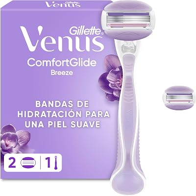 ComfortGlide Breeze Máquinilla de Depilación Para Mujer + 2 Cuchillas de Recambio, 3 Venus Recambios Para Una Depilación Suave, Apurada Y Duradera (el embalaje puede variar)